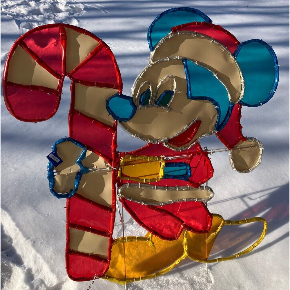 VTG 48" Disney Outdoor Rope Light-Up Mickey Mouse Santa Candy Cane Christmas
